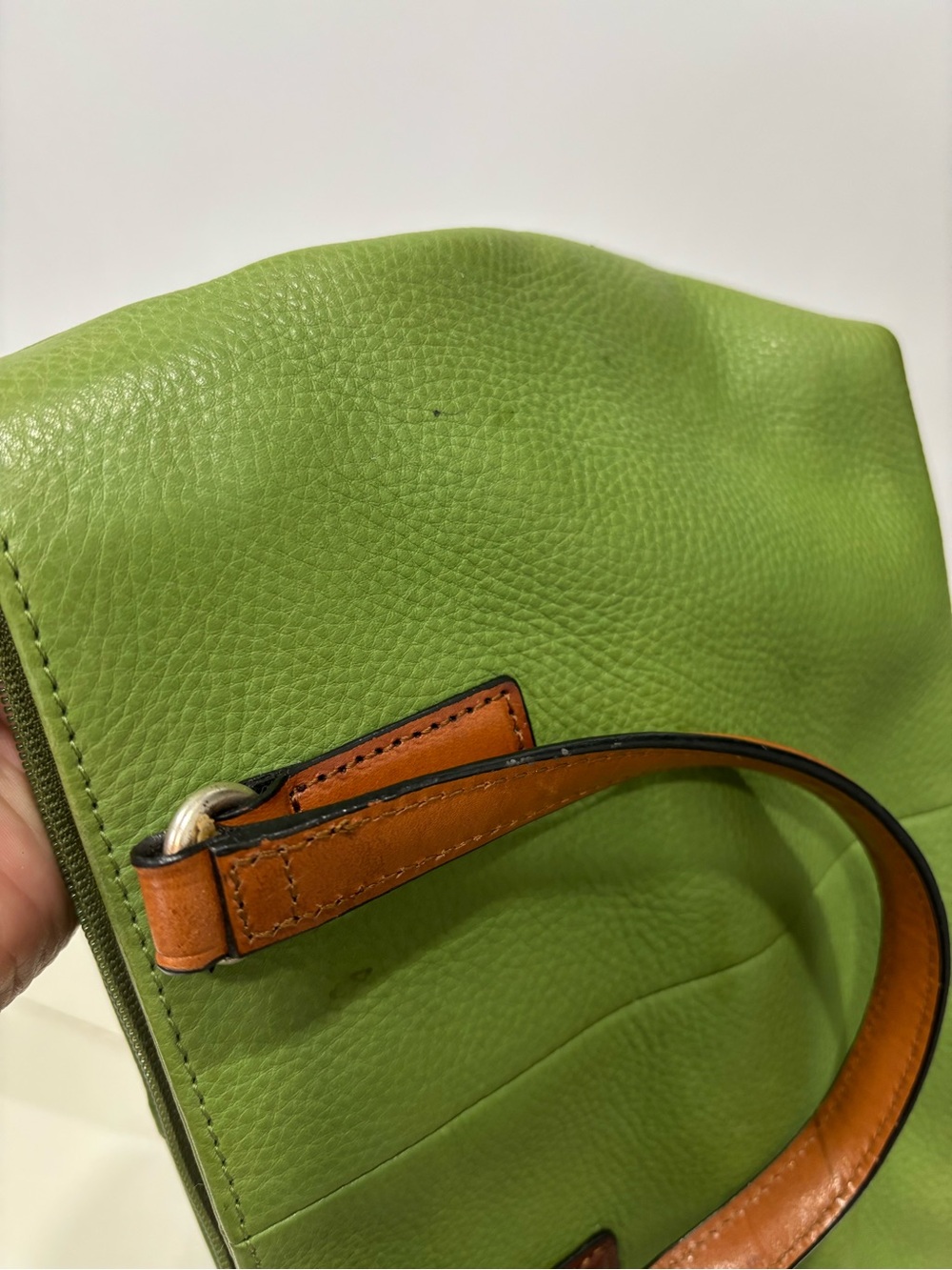 Fossil Green Tote with Brown Handles - Picture 11 of 12